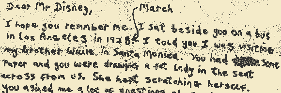 Beginning of letter from Widger to Disney